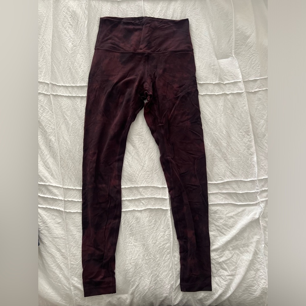 Multicolor black/dark cherry color. Lululemon Align leggings length 25. Size 6.